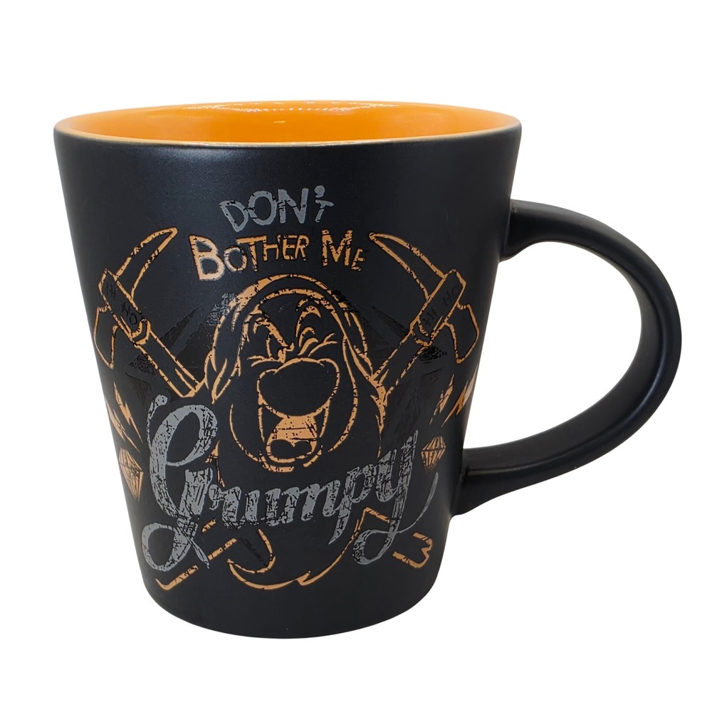 Disney Store Grumpy Snow White Dont Bother Me Matte Black Orange Coffee Mug